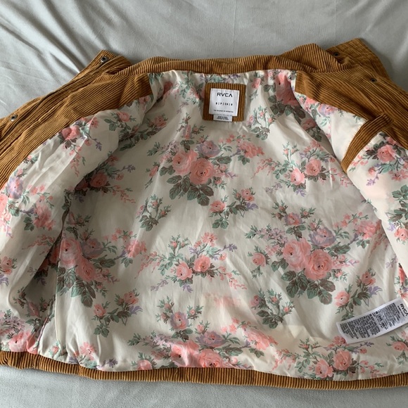 Brown corduroy RVCA puffer jacket - Picture 5 of 8